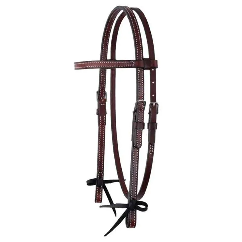 0124-000T Circle Y Browband Headstall Plain Stitched - Chestnut 1