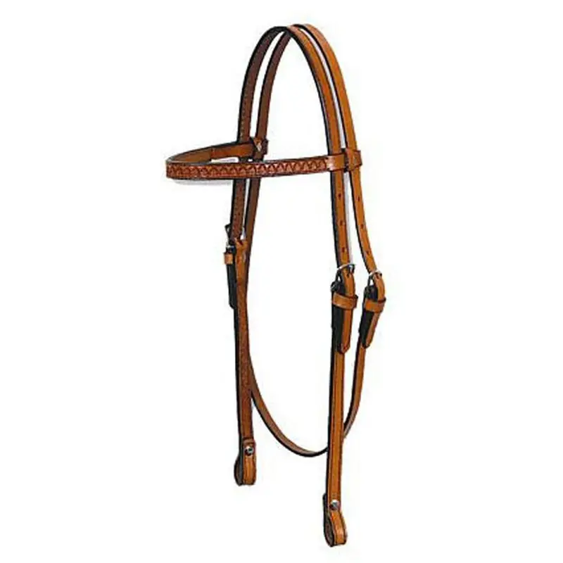 0125-3004 Circle Y ⅝ Inch Shell Tooled Browband Headstall - Regular Oil 1