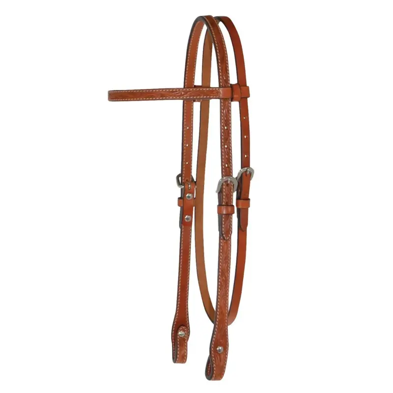 0233-8344 Circle Y Classic Floral Browband Headstall - Regular Oil 1
