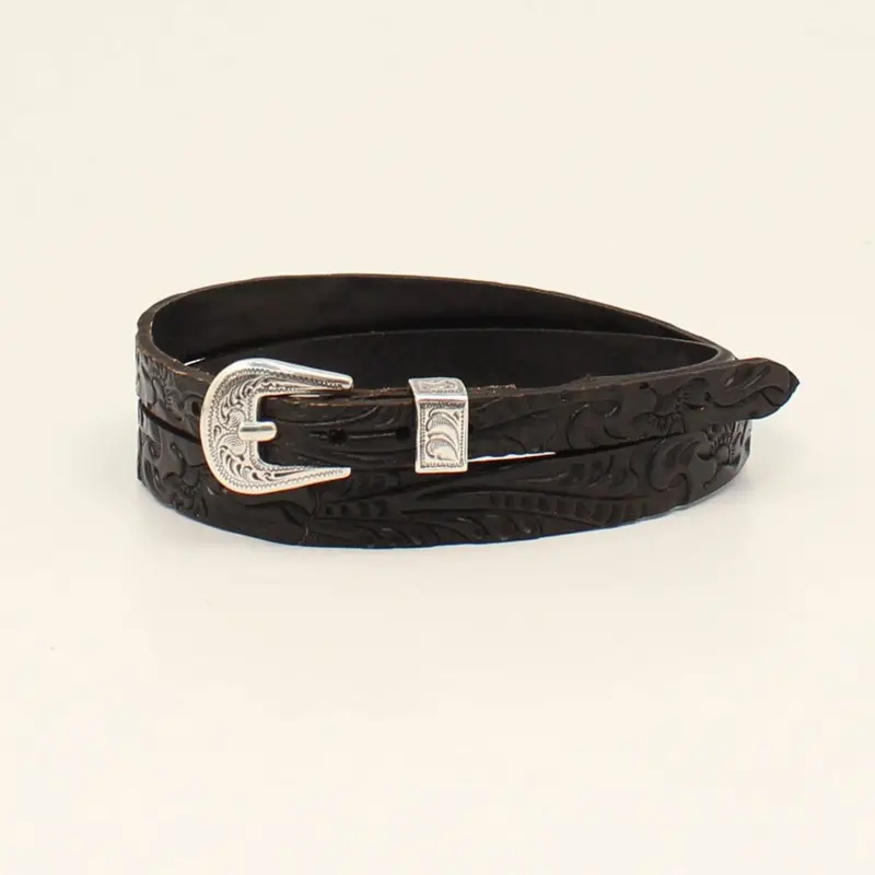 0275301 Twister Leather Hatband Black Floral Tooled 1