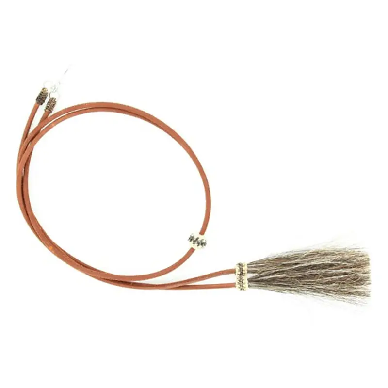 0295302 Genuine Leather Stampede Strings With Horsehair Tassels - Brown 1