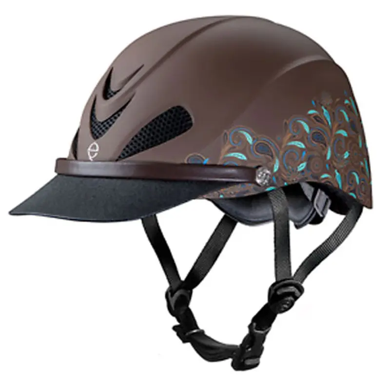 04-318 Troxel Dakota Lightweight Riding Helmet - Brown With Turquoise Paisley 1
