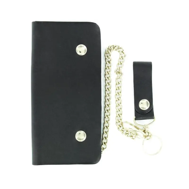 0602201 Nocona Black Leather Trucker Style Chain Wallet 1