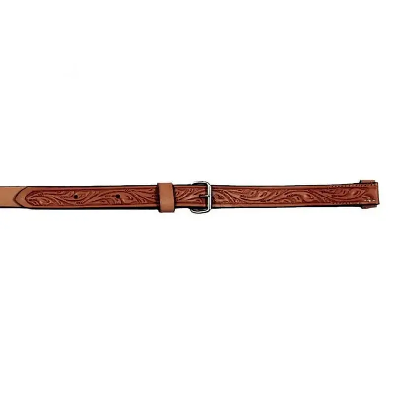 0808-0004 Circle Y Floral Tooled Flank Cinch 1 1/2 Inch - Regular Oil 1