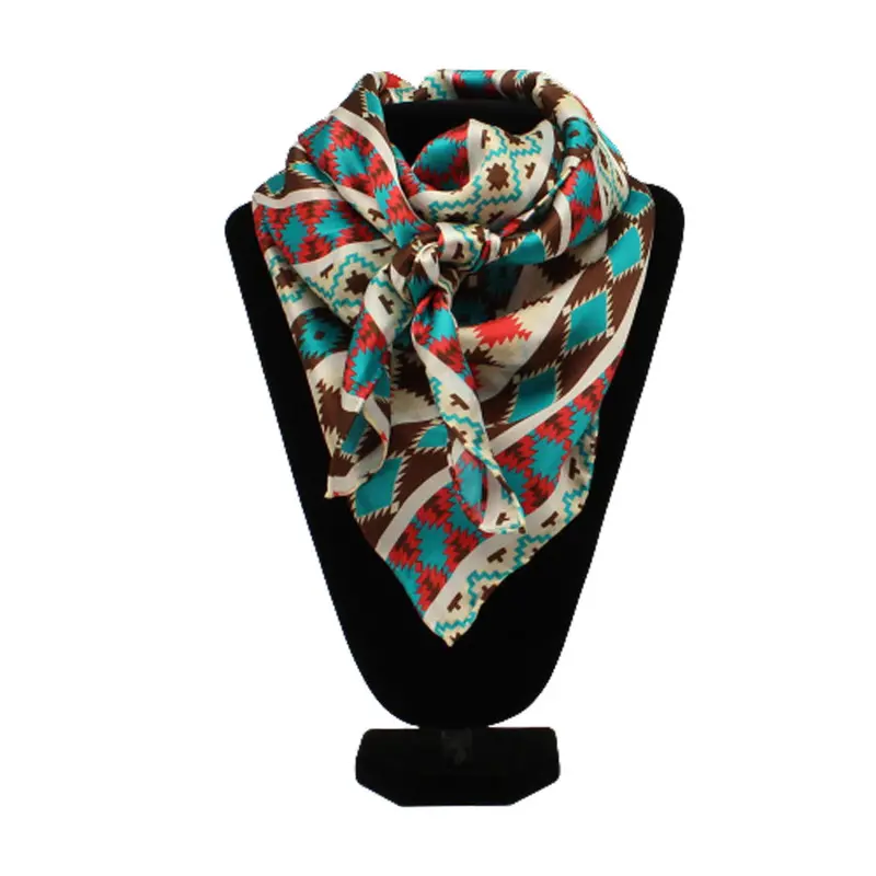 0908933 M&F Silk Print Wild Rag - Aztec Turquoise 1
