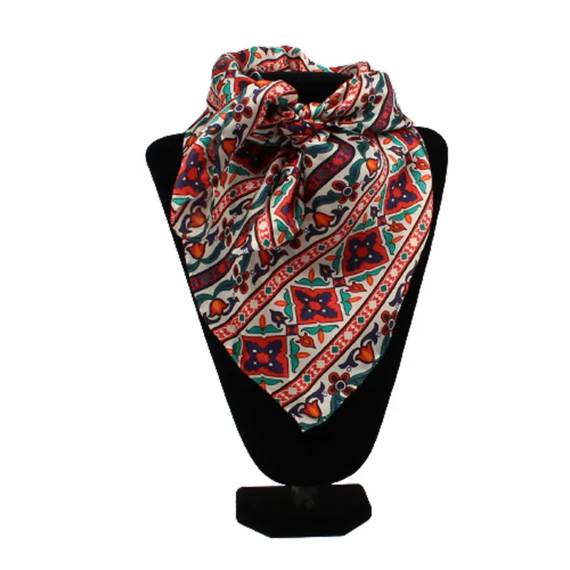 0909197 M&F Silk Print Wild Rag- Flower Multi 1