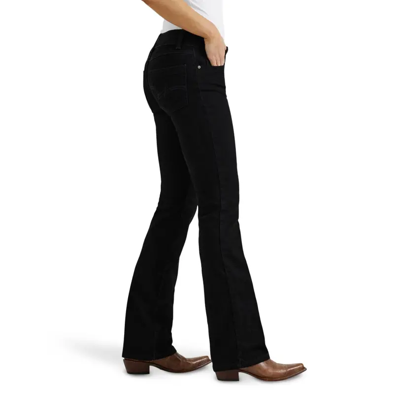 09Mwzbk Wrangler Women's Mid Rise Boot Cut Jean - Black 1