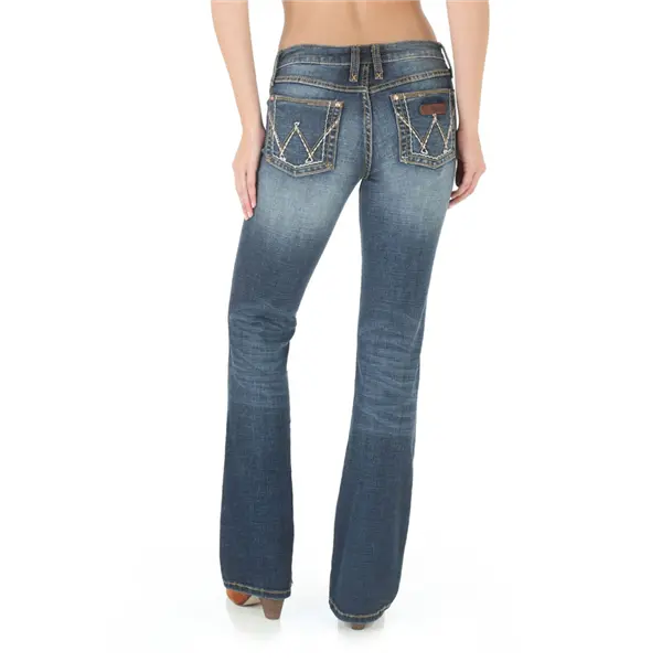 09Mwzms Wrangler Women's Retro Mae Jean Mid-Rise Boot Cut Dark Blue 1