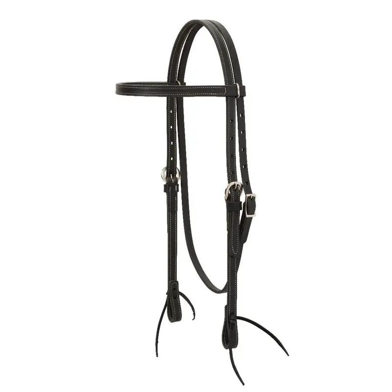 10-0013 Weaver Leather Black Latigo Leather Browband Western Headstall 1