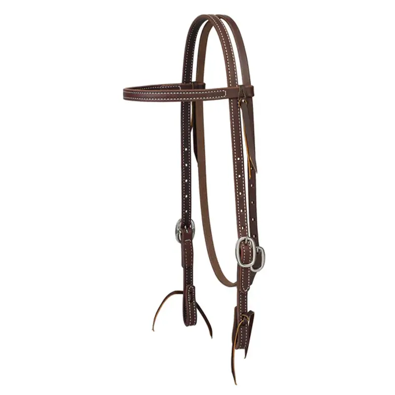 10-0506 Weaver Leather Working Tack Doubled And Stitched Browband Headstall W/Tie Ends 1