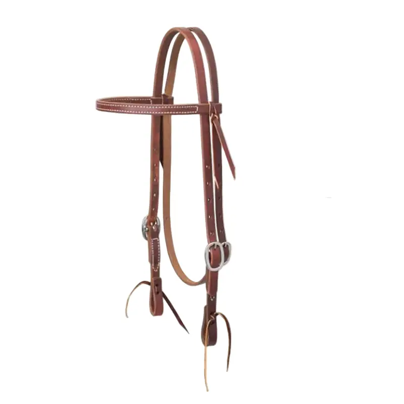 10-0514 Weaver Working Tack 5/8" Single-Ply Straight Browband Headstall With Tie Ends 1