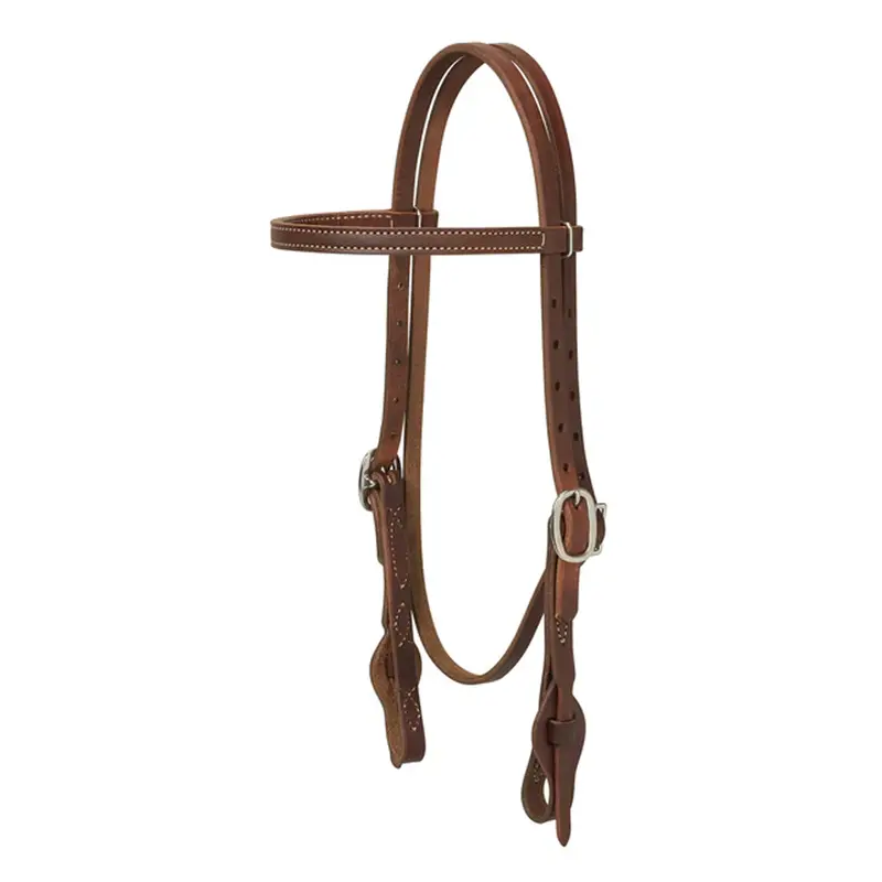 10-0518 Weaver Working Tack Quick Change Single-Ply Browband Headstall, Leather Tab Ends 1