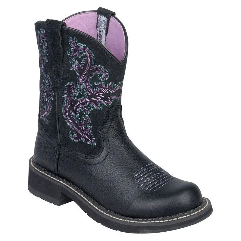10004729 Ariat Women's Fatbaby Ii Western Boots - Black Deertan With Orchid 1