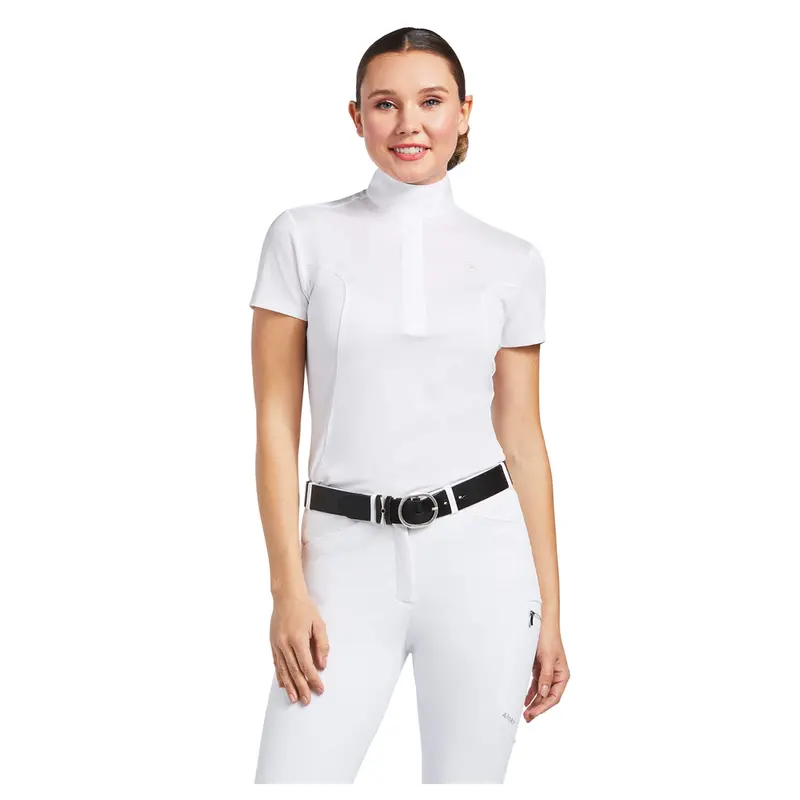 10008992 Ariat Women's Aptos Short Sleeve Show Shirt - White 1