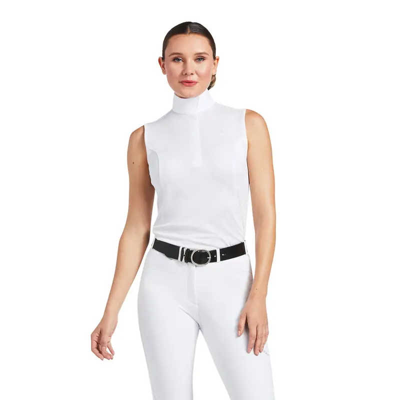 10009004 Ariat Women's Aptos Sleeveless English Show Shirt - White 1