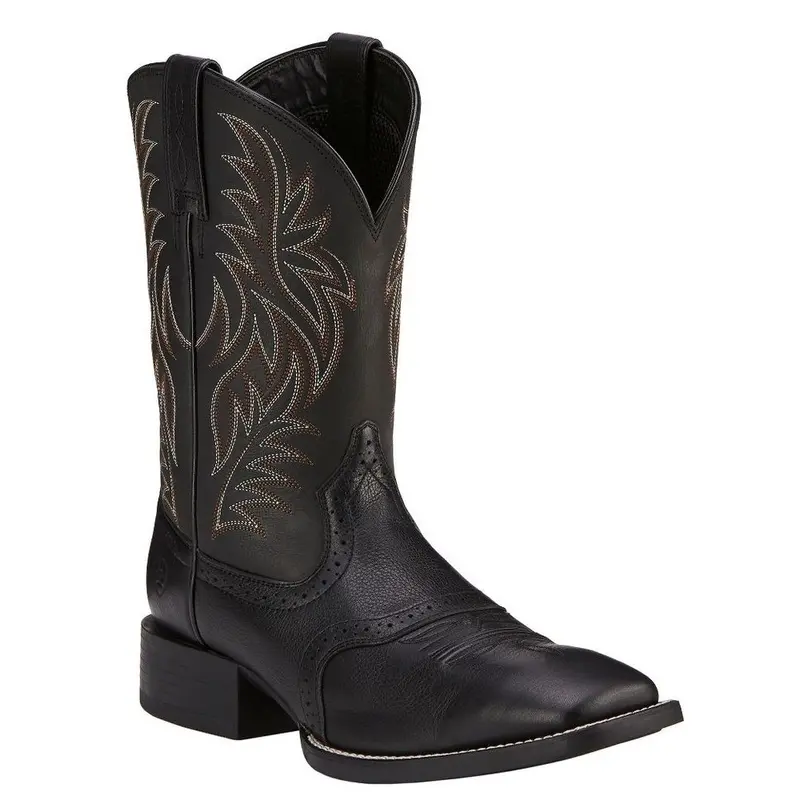 10016292 Ariat Mens Sport Leather Wide Square Toe Western Cowboy Boot Black 1