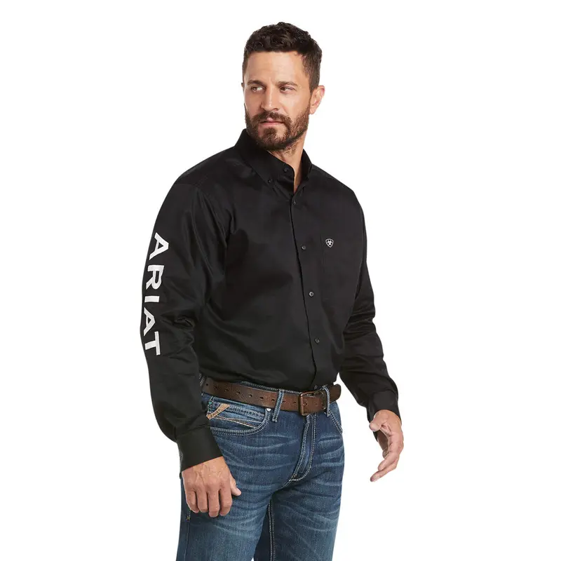 10017497 Ariat Men's Team Logo Twill Classic Fit Shirt - Black & White 1