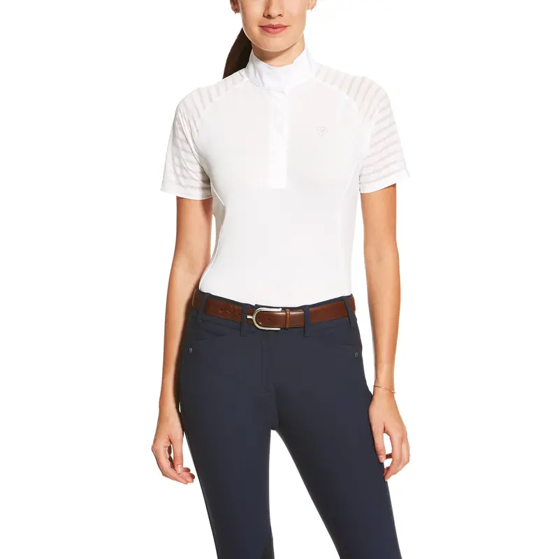 10019314 Ariat Women's Aptos Vent Short Sleeve Show Shirt -White 1