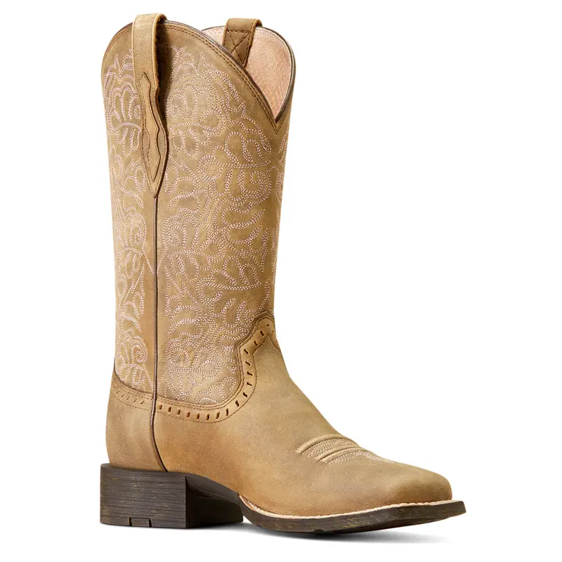 10019906 Ariat Women's Round Up Remuda Wide Square Toe Cowboy Boot - Brown Bomber 1