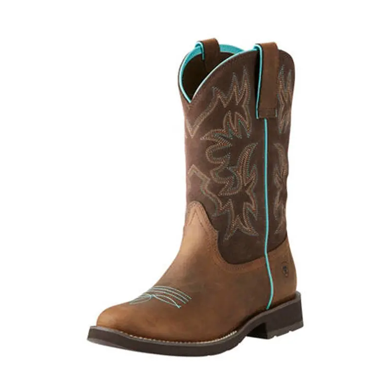 10021457 Ariat Women's Delilah Round Toe Western Boot - Distressed Brown 1