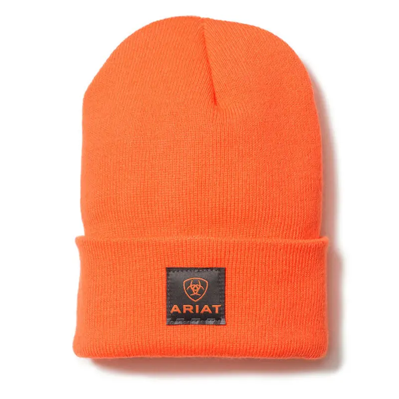 10024504 Ariat Men's Rebar Watch Cap Beanie - Bright Orange 1