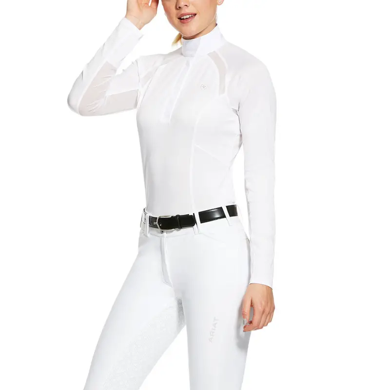 10030539 Ariat Women's Sunstopper 2.0 Long Sleeve Show Shirt - White 1