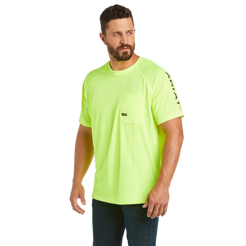 10031037 Ariat Men's Rebar Heat Fighter Short Sleeve T-Shirt - Neon Lime 1