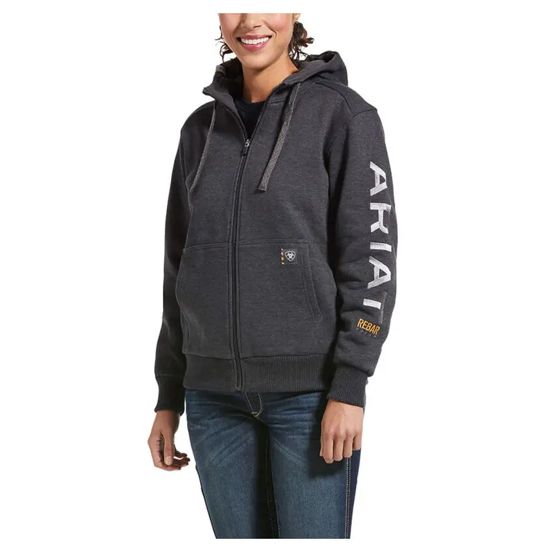 10032910 Ariat Woman's Rebar All Weather Full Zip Hoodie Sweatshirt- Charcoal Heather 1