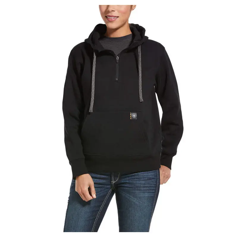 10032914 Ariat Women's Rebar Skill Set 1/2 Zip Hoodie - Black 1