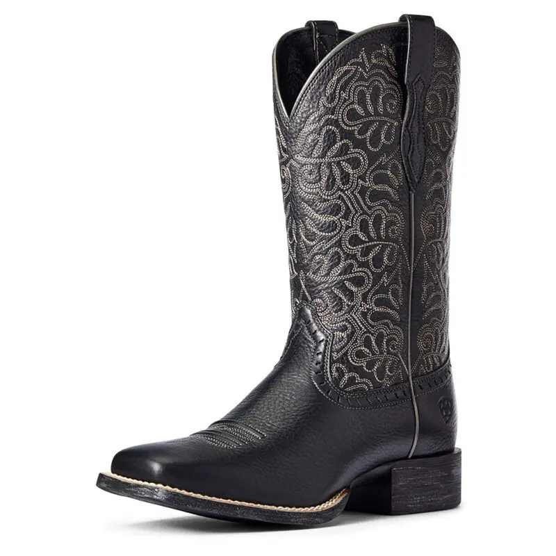 10034024 Ariat Women's Round Up Remuda Western Cowboy Boot - Black Deertan 1