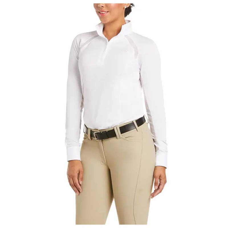 10034988 Ariat Women's Sunstopper Pro 2.0 Long Sleeve Show Shirt - White 1
