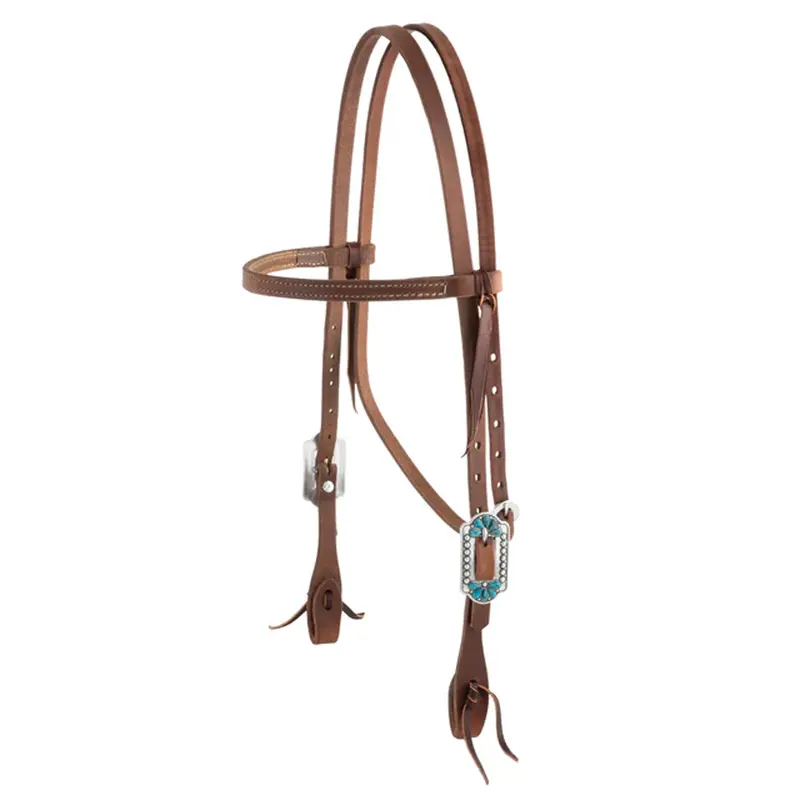 10036-00-06 Weaver Protack® Browband Headstall With Turquoise Flower Designer Hardware 1