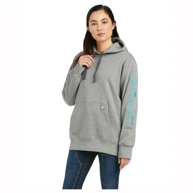 10037619 Ariat Woman's Rebar Graphic Hoodie Sweatshirt - Heather Grey 1