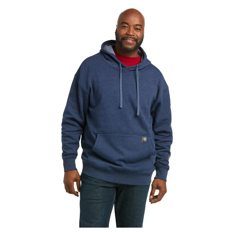 10037645 Ariat Men's Rebar Graphic Hoodie - Navy Heather / Lime 1