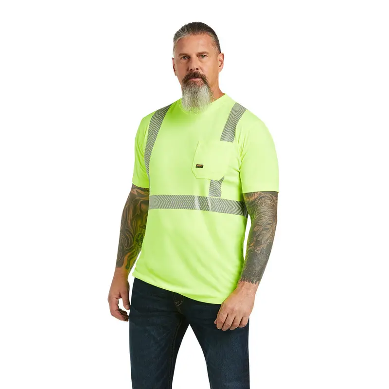 10039196 Ariat Men's Rebar Hi-Vis Ansi Short Sleeve T-Shirt - Hi-Vis Yellow 1