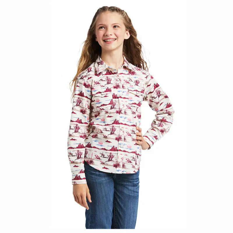 10039507 Ariat Girl's Yuma Long Sleeve Snap Shirt - Landscape 1