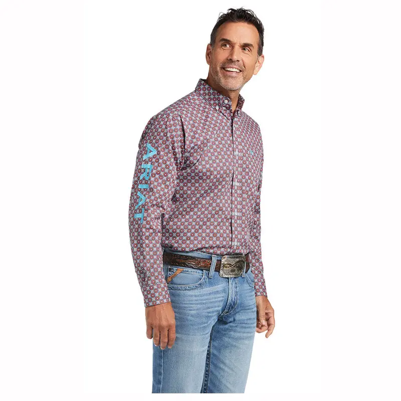 10039729 Ariat Men's Paxton Team Logo Classic Long Sleeve Shirt - White 1