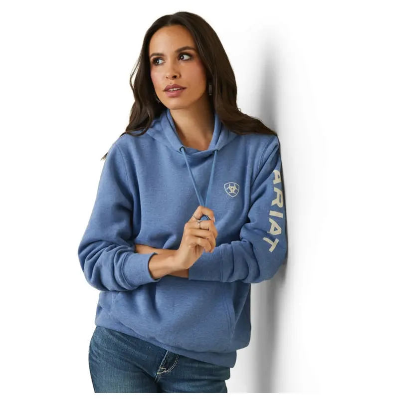 10040814 Ariat Women's Logo Hoodie - Blue Heather 1