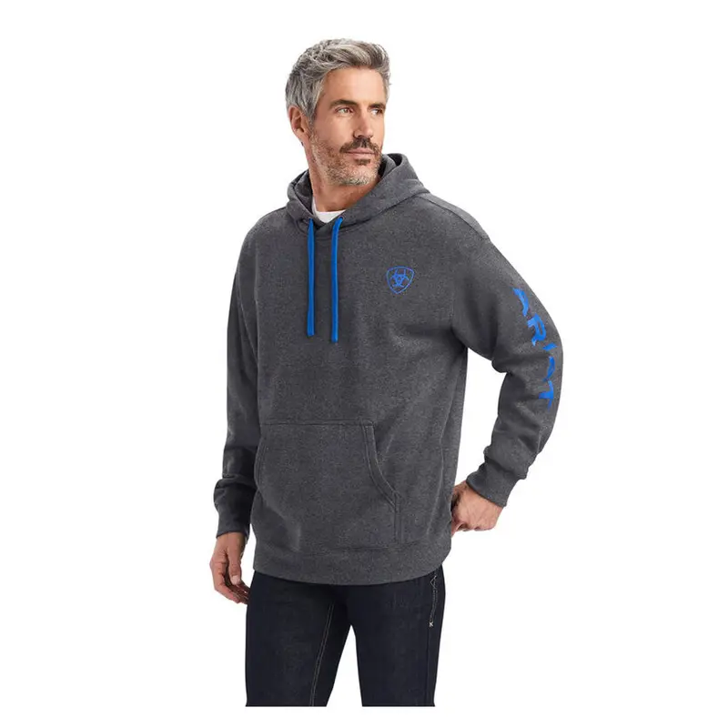 10040816 Ariat Men's Logo Hoodie - Charcoal Heather 1