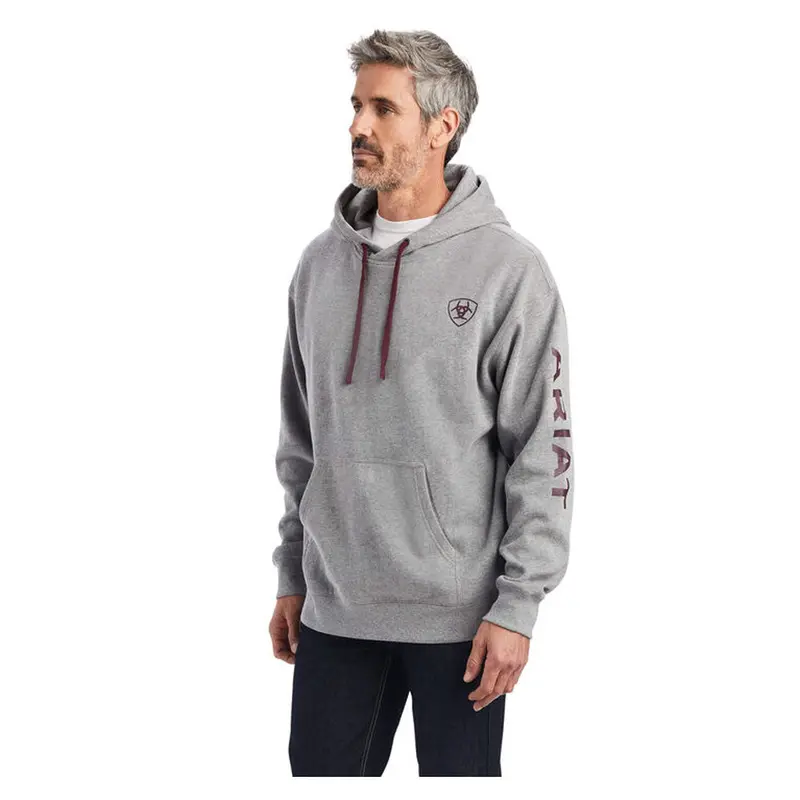 10040817 Ariat Men's Logo Hoodie - Heather Grey 1