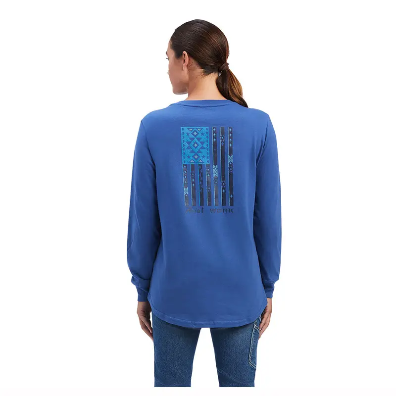 10041487 Ariat Women's Rebar Cotton Strong Southwest Graphic Long Sleeve T-Shirt - True Navy 1