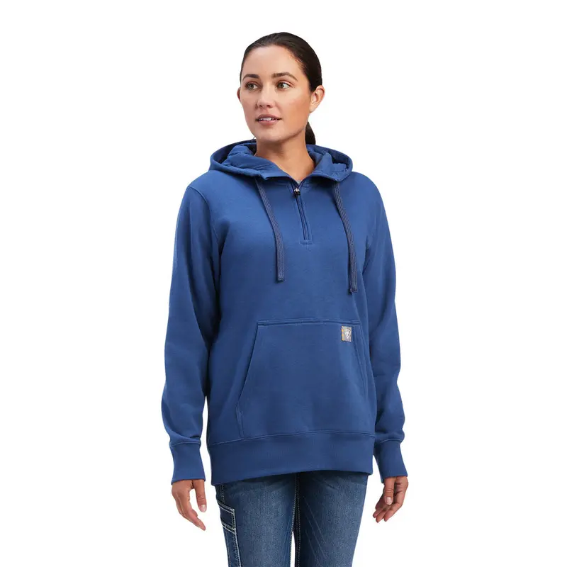 10041597 Ariat Women's Rebar Skill Set 1/2 Zip Hoodie - True Navy 1