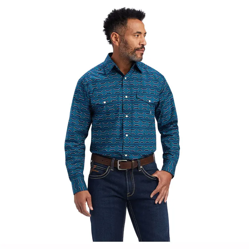 10041764 Ariat Men's Braylen Classic Long Sleeve Snap Western Shirt - Estate Blue 1