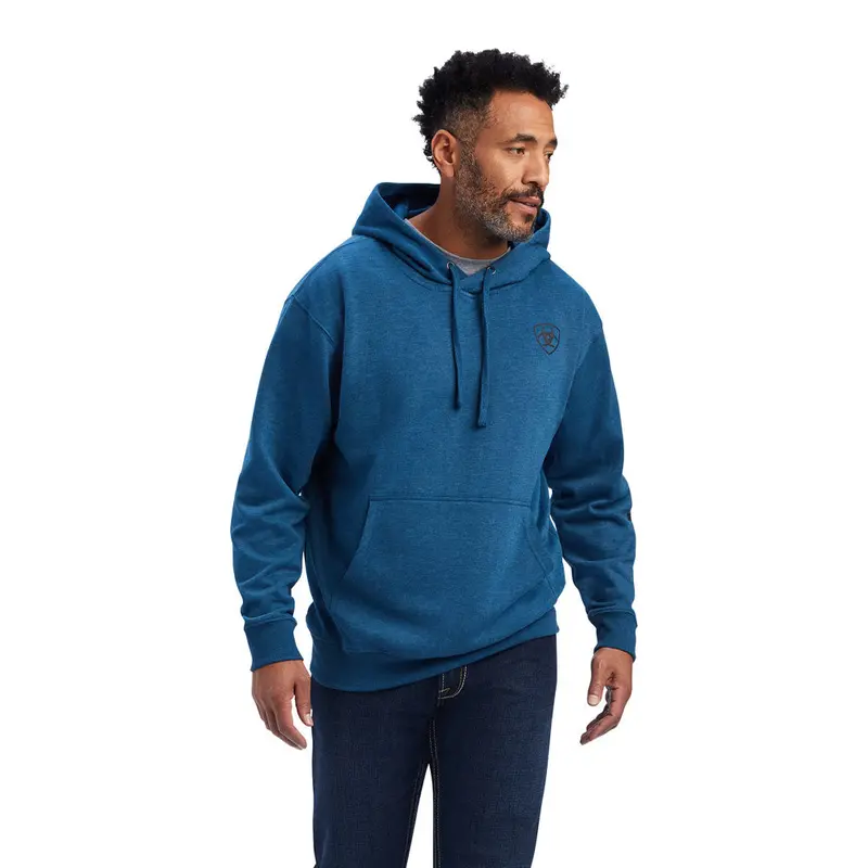 10041803 Ariat Men's Ariat Logo Hoodie - Poseidon Heather 1