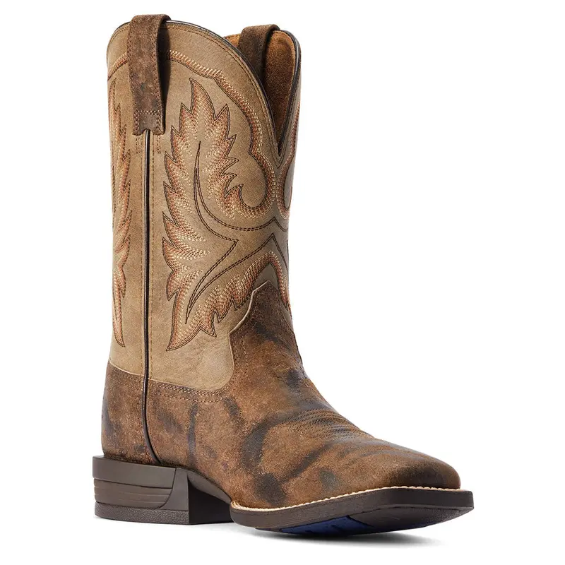 10042466 Ariat Men's Wilder Wide Square Toe Western Cowboy Boot - Antique Grey/Brown Bomber 1