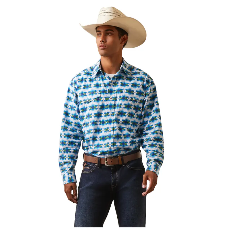 10043793 Ariat Men's Levi Classic Long Sleeve Snap Shirt - White 1