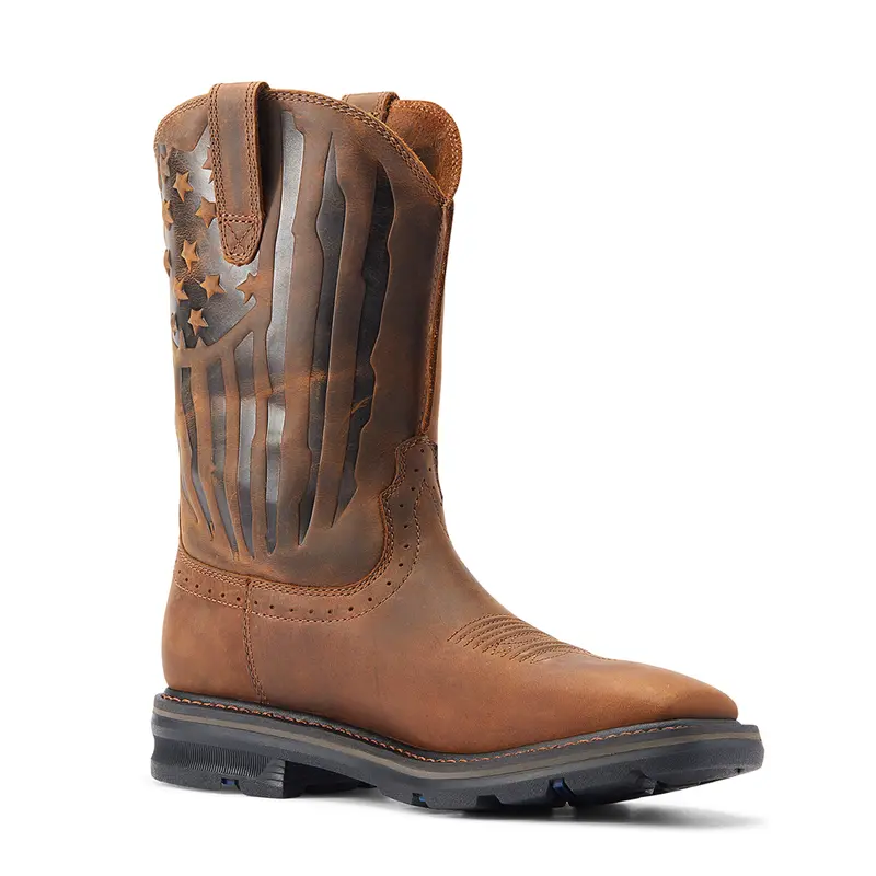 10044505 Ariat Men's Sierra Shock Shield Western Work Boot - Patriotic Brown 1