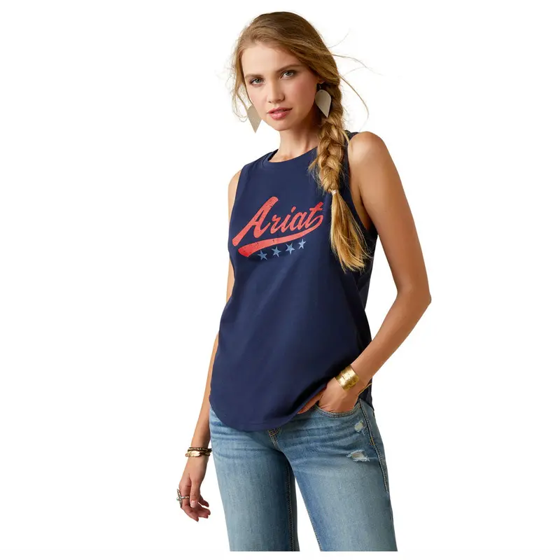 10045089 Ariat Women's Retro Tank Top - Navy Eclipse 1