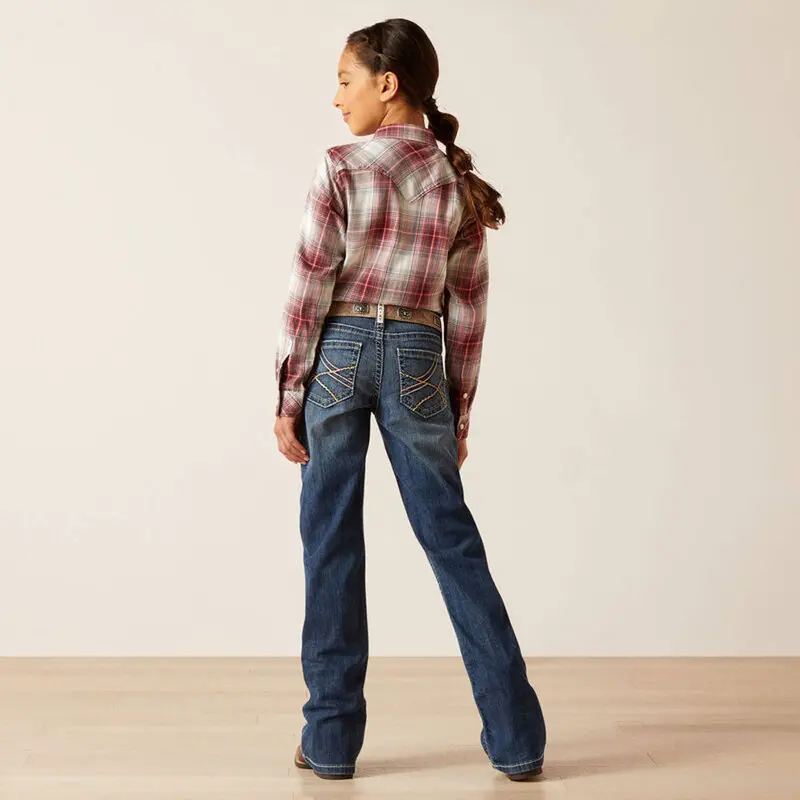 10045398 Ariat Girl's Real Everlee Boot Cut Jean- Chill Blue 1