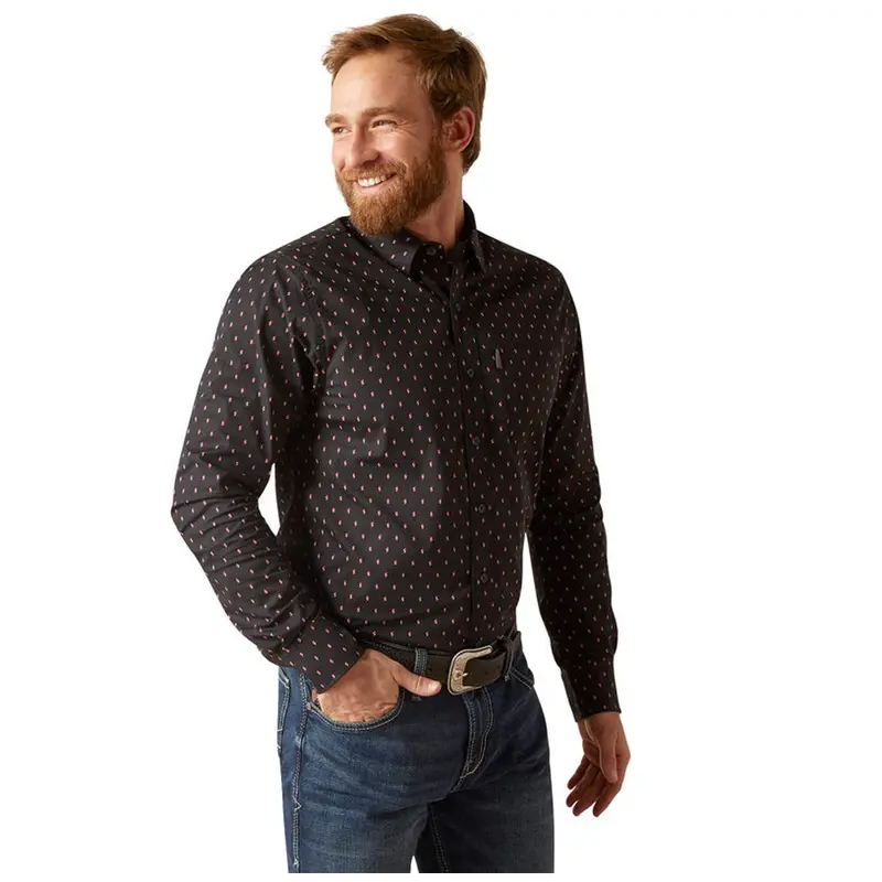 10046237 Ariat Men's Merrick Modern Fit Long Sleeve Western Shirt - Black 1